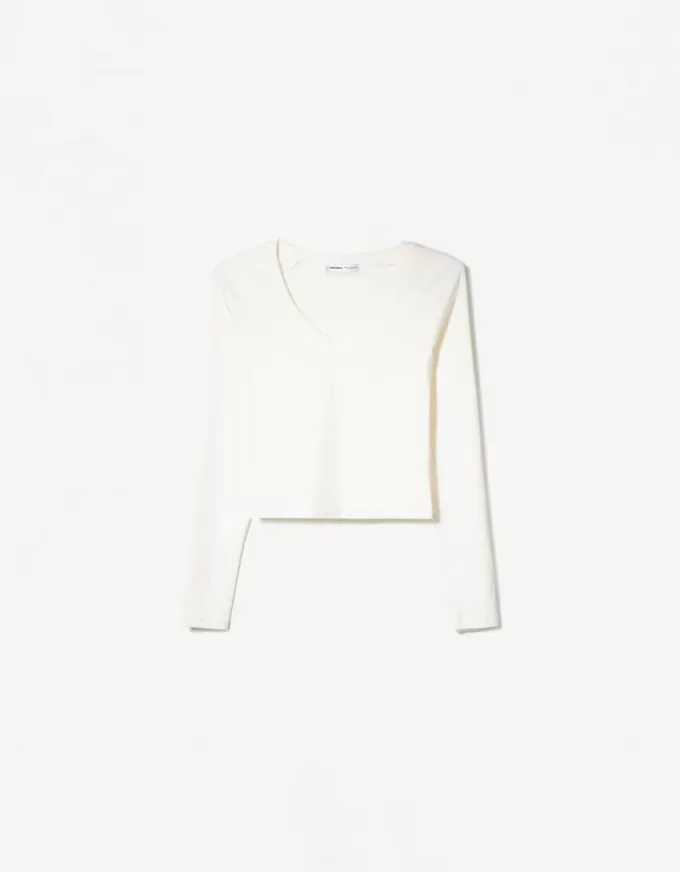 Tricou cu mânecă lungă cu decolteu în V Tricou cu mânecă lungă cu decolteu în V
