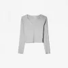 Tricou cu mânecă lungă cu decolteu în V Tricou cu mânecă lungă cu decolteu în V