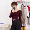 Tricou cu mânecă lungă cu decolteu în V Tricou cu mânecă lungă cu decolteu în V