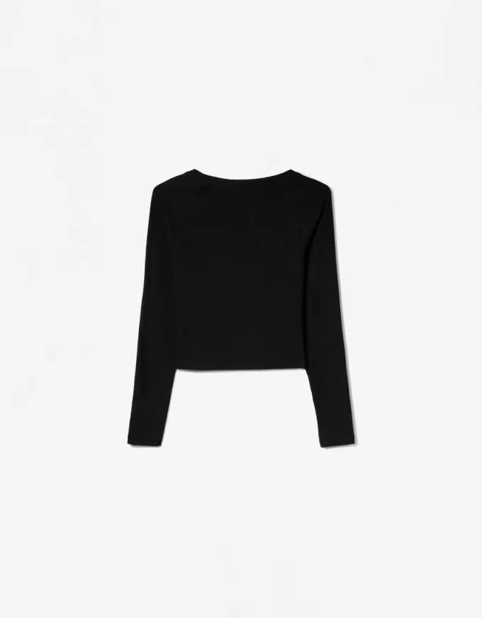 Tricou cu mânecă lungă cu decolteu în V Tricou cu mânecă lungă cu decolteu în V