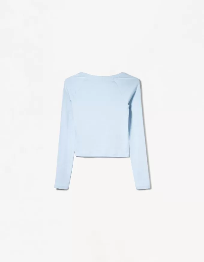 Tricou cu mânecă lungă cu decolteu în V Tricou cu mânecă lungă cu decolteu în V