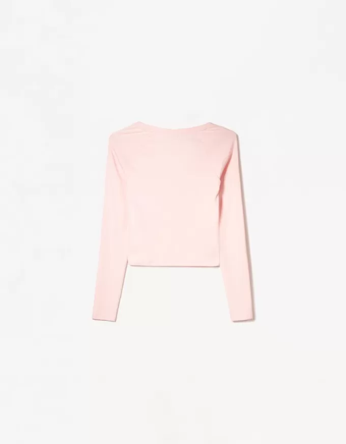 Tricou cu mânecă lungă cu decolteu în V Tricou cu mânecă lungă cu decolteu în V