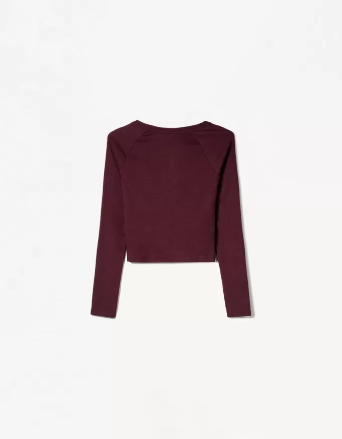 Tricou cu mânecă lungă cu decolteu în V Tricou cu mânecă lungă cu decolteu în V