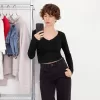 Tricou cu mânecă lungă cu decolteu în V Tricou cu mânecă lungă cu decolteu în V