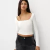 Tricou cu mânecă lungă cu decolteu pătrat Tricou cu mânecă lungă cu decolteu pătrat