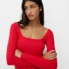 Tricou cu mânecă lungă cu decolteu pătrat Tricou cu mânecă lungă cu decolteu pătrat