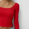 Tricou cu mânecă lungă cu decolteu pătrat Tricou cu mânecă lungă cu decolteu pătrat