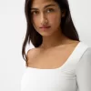 Tricou cu mânecă lungă cu decolteu pătrat Tricou cu mânecă lungă cu decolteu pătrat