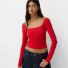 Tricou cu mânecă lungă cu decolteu pătrat Tricou cu mânecă lungă cu decolteu pătrat