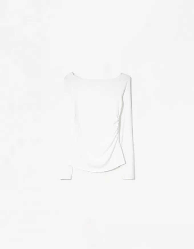 Tricou cu maneca lunga cu detaliu incrustat Tricou cu maneca lunga cu detaliu incrustat