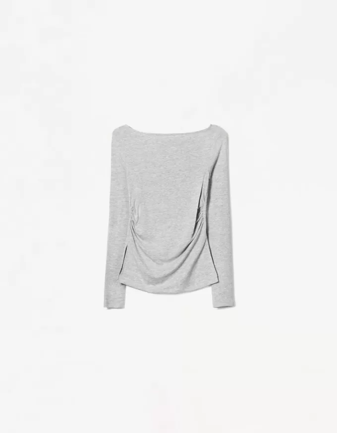 Tricou cu maneca lunga cu detaliu incrustat Tricou cu maneca lunga cu detaliu incrustat