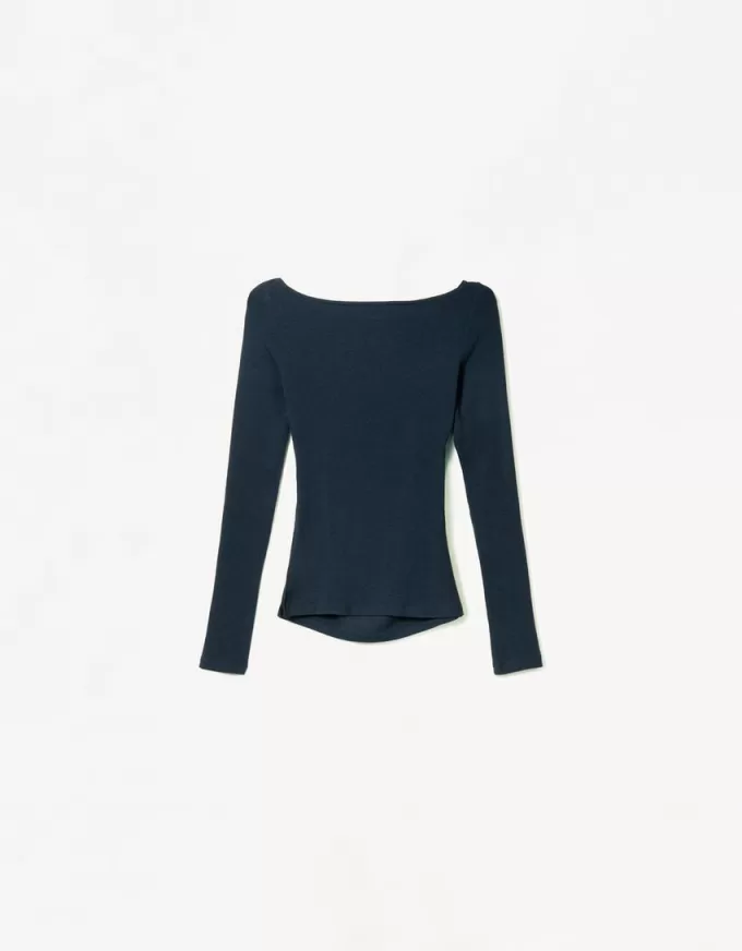 Tricou cu maneca lunga cu detaliu incrustat Tricou cu maneca lunga cu detaliu incrustat