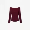 Tricou cu maneca lunga cu detaliu incrustat Tricou cu maneca lunga cu detaliu incrustat
