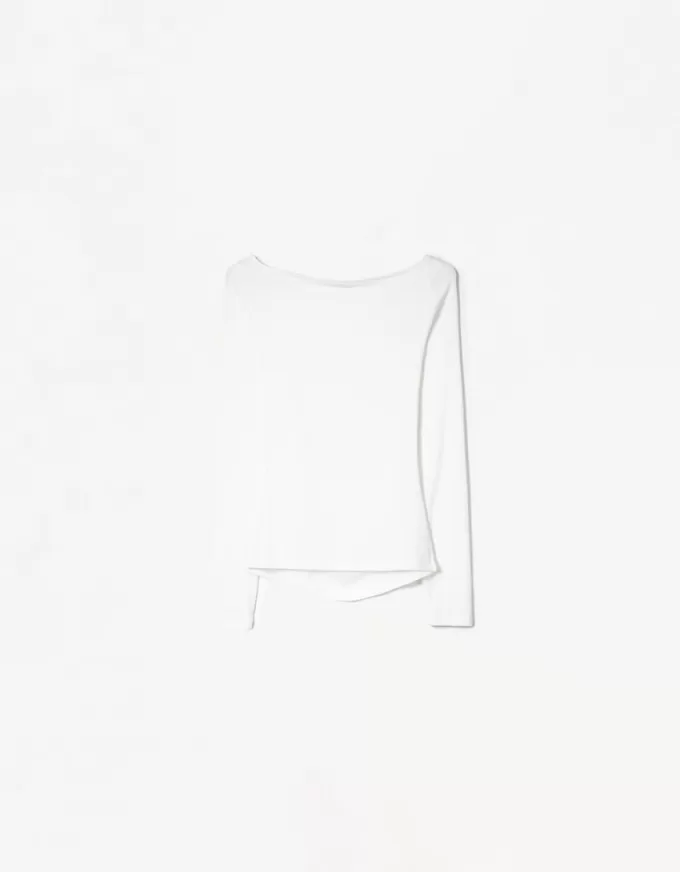 Tricou cu maneca lunga cu detaliu incrustat Tricou cu maneca lunga cu detaliu incrustat