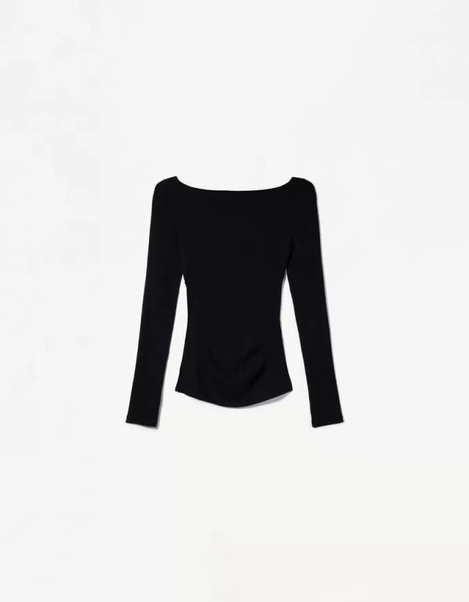 Tricou cu maneca lunga cu detaliu incrustat Tricou cu maneca lunga cu detaliu incrustat