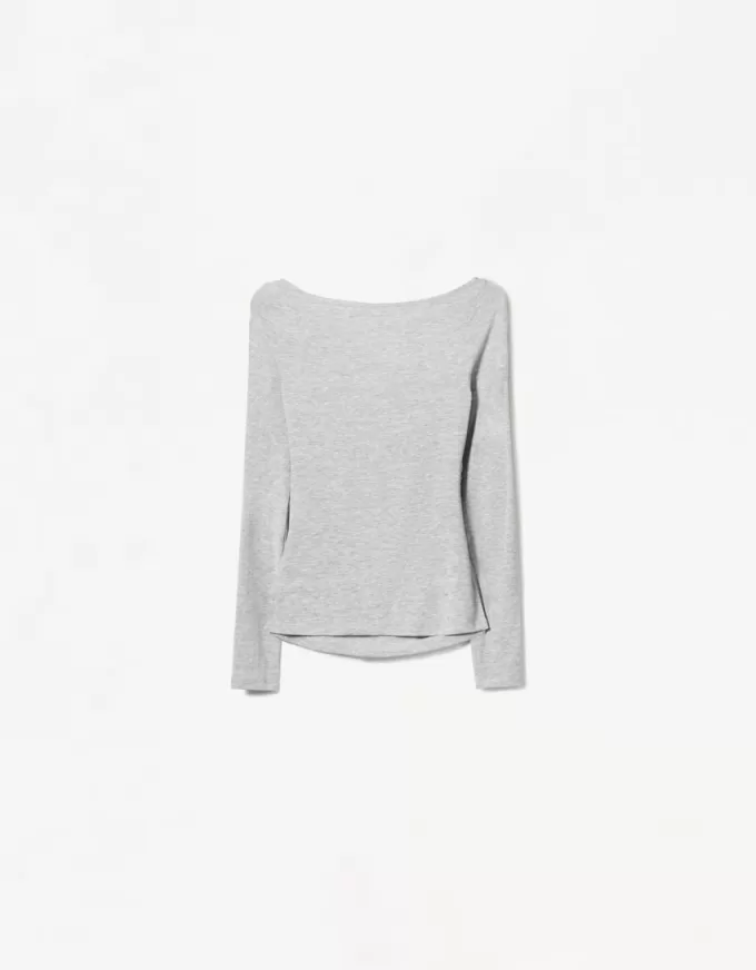Tricou cu maneca lunga cu detaliu incrustat Tricou cu maneca lunga cu detaliu incrustat