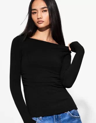 Tricou cu maneca lunga cu detaliu incrustat