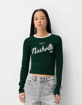 Tricou cu maneca lunga cu imprimeu