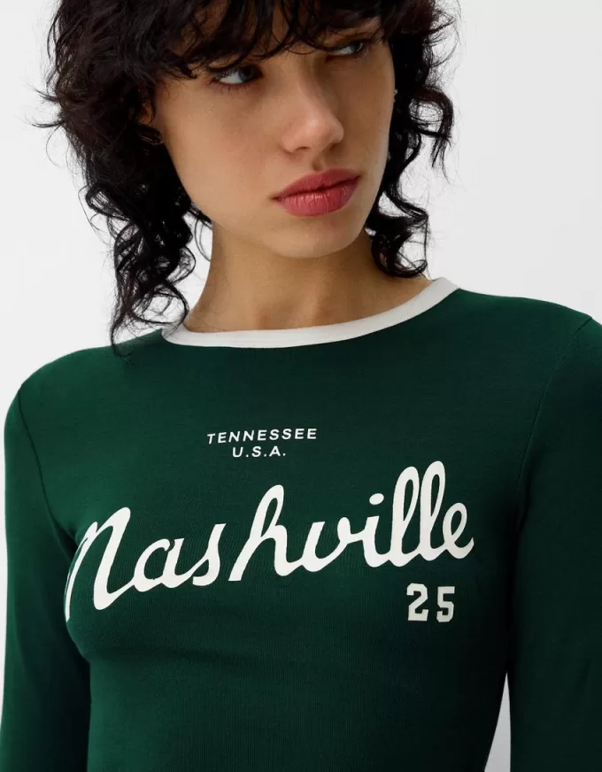 Tricou cu maneca lunga cu imprimeu Tricou cu maneca lunga cu imprimeu