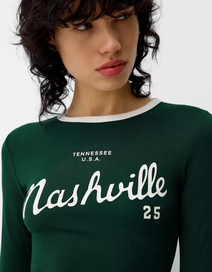 Tricou cu maneca lunga cu imprimeu Tricou cu maneca lunga cu imprimeu