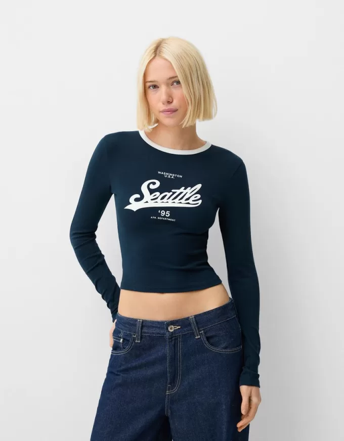 Tricou cu maneca lunga cu imprimeu Tricou cu maneca lunga cu imprimeu