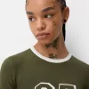 Tricou cu maneca lunga, cu imprimeu si ornamente Tricou cu maneca lunga, cu imprimeu si ornamente