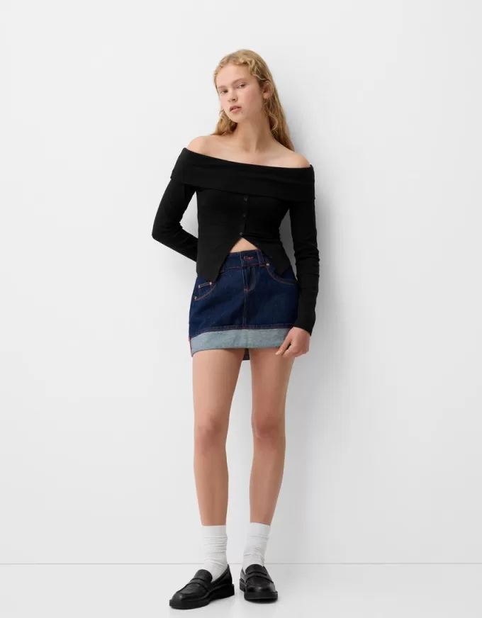 Tricou cu maneca lunga cu nasturi Tricou cu maneca lunga cu nasturi