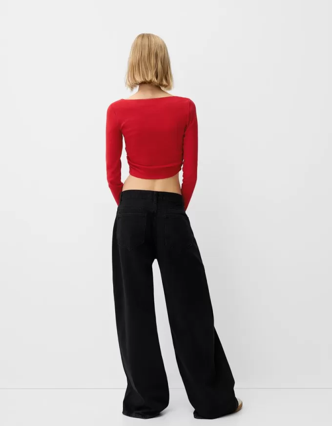 Tricou cu mânecă lungă, cu părțile strânse Tricou cu mânecă lungă, cu părțile strânse