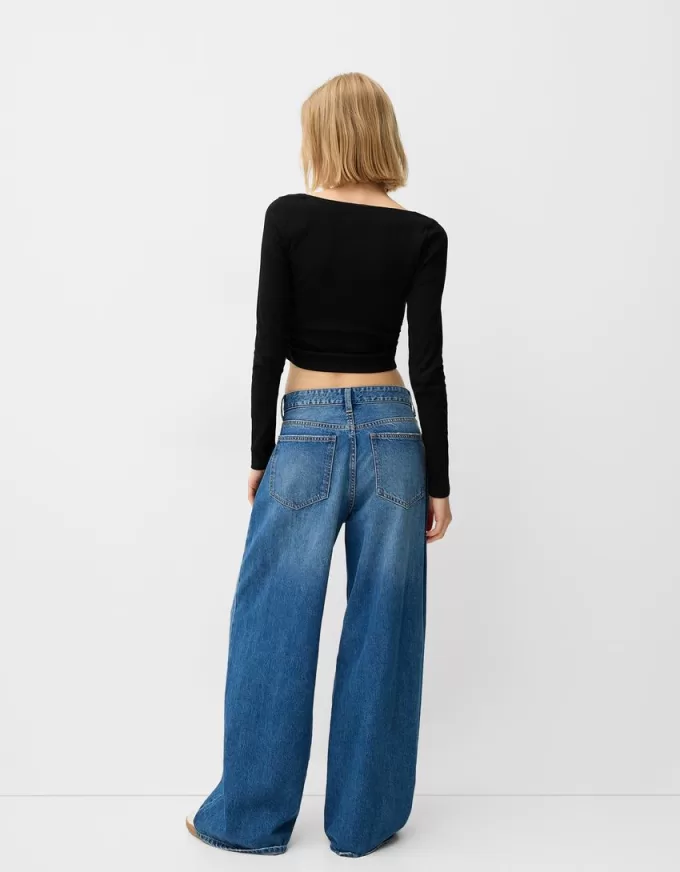 Tricou cu mânecă lungă, cu părțile strânse Tricou cu mânecă lungă, cu părțile strânse