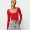 Tricou cu mânecă lungă, cu părțile strânse Tricou cu mânecă lungă, cu părțile strânse