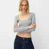 Tricou cu mânecă lungă, cu părțile strânse Tricou cu mânecă lungă, cu părțile strânse
