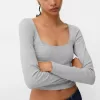 Tricou cu mânecă lungă, cu părțile strânse Tricou cu mânecă lungă, cu părțile strânse