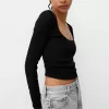 Tricou cu mânecă lungă, cu părțile strânse Tricou cu mânecă lungă, cu părțile strânse