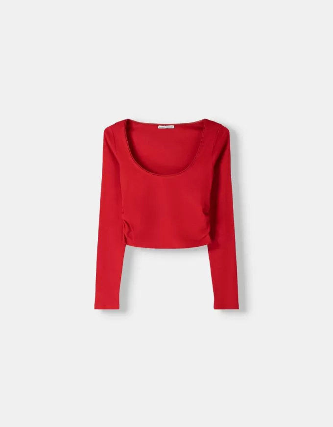 Tricou cu mânecă lungă, cu părțile strânse Tricou cu mânecă lungă, cu părțile strânse