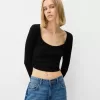 Tricou cu mânecă lungă, cu părțile strânse Tricou cu mânecă lungă, cu părțile strânse