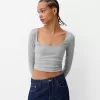 Tricou cu mânecă lungă, cu părțile strânse Tricou cu mânecă lungă, cu părțile strânse