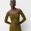 Tricou cu mânecă lungă din tricot vafe Tricou cu mânecă lungă din tricot vafe