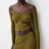 Tricou cu mânecă lungă din tricot vafe Tricou cu mânecă lungă din tricot vafe