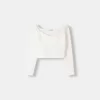 Tricou cu mânecă lungă din tricot vafe Tricou cu mânecă lungă din tricot vafe