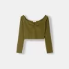 Tricou cu mânecă lungă din tricot vafe Tricou cu mânecă lungă din tricot vafe