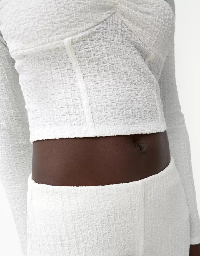 Tricou cu mânecă lungă din tricot vafe Tricou cu mânecă lungă din tricot vafe