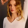 Tricou cu mânecă lungă și decolteu în V Tricou cu mânecă lungă și decolteu în V