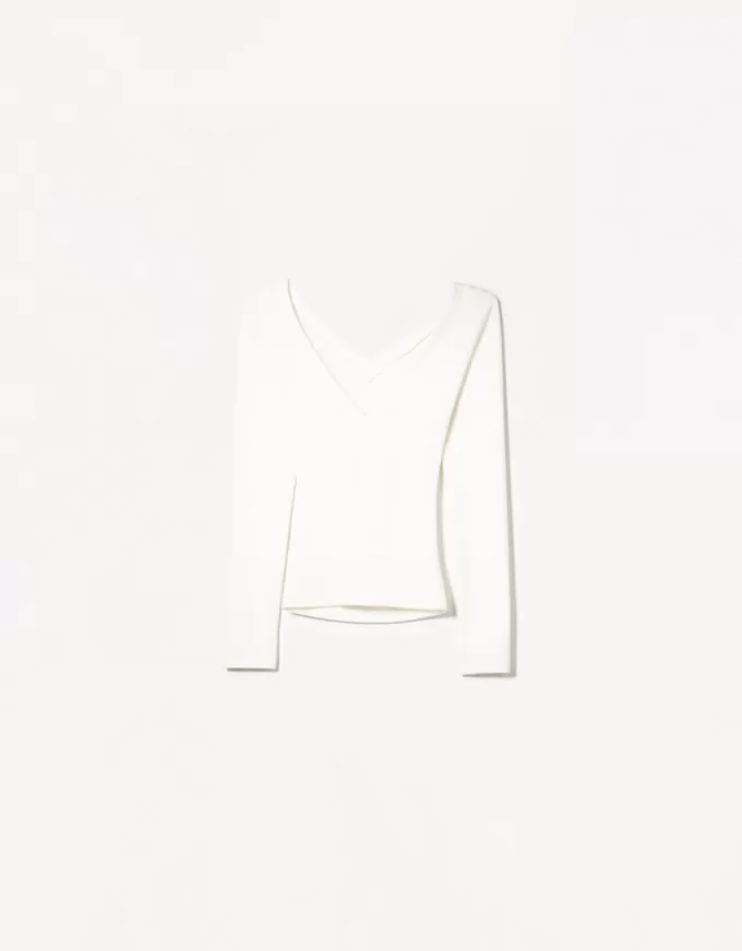 Tricou cu mânecă lungă și decolteu în V Tricou cu mânecă lungă și decolteu în V