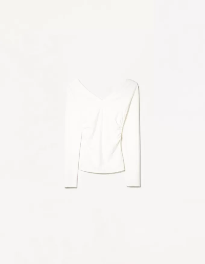 Tricou cu mânecă lungă și decolteu în V Tricou cu mânecă lungă și decolteu în V