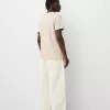 Tricou cu mânecă scurtă, cu borduri contrastante cu nervuri