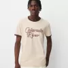 Tricou cu mânecă scurtă, cu borduri contrastante cu nervuri