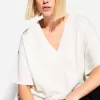 Tricou cu mânecă scurtă cu decolteu în V din bumbac greu Tricou cu mânecă scurtă cu decolteu în V din bumbac greu