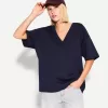 Tricou cu mânecă scurtă cu decolteu în V din bumbac greu Tricou cu mânecă scurtă cu decolteu în V din bumbac greu