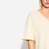 Tricou cu mânecă scurtă cu decolteu în V din bumbac greu Tricou cu mânecă scurtă cu decolteu în V din bumbac greu