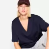 Tricou cu mânecă scurtă cu decolteu în V din bumbac greu Tricou cu mânecă scurtă cu decolteu în V din bumbac greu